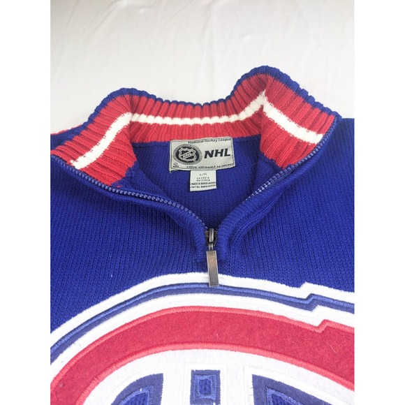 Montreal Canadiens Hoodie Official NHL Blue Size Large W/Large Logo Knit Sweater - Picture 7 of 11